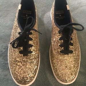 Kate Spade Keds Glitter Gold Sneakers